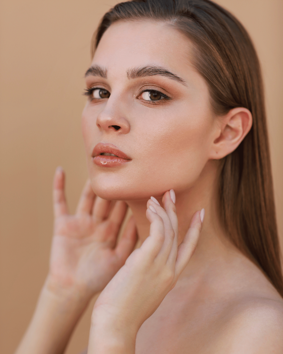 beautiful young brown hair lady with jawline